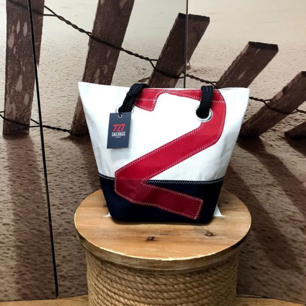 Sac en voile recyclée Rouge, blanc et Marine