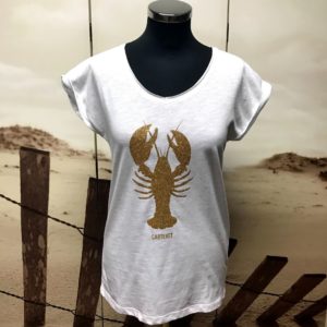 Tee shirt Femme "Homard de Carteret"Pailleté Or