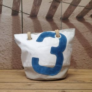 Sac en voile recyclée lin et cuir